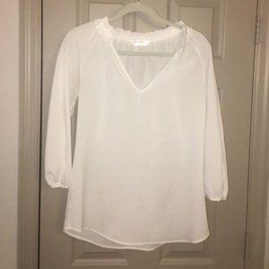 Stitch Fix Renee C White Sheer V Neck Blouse Sz M